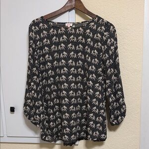 Pixley Black and Cream Elephant Print Blouse